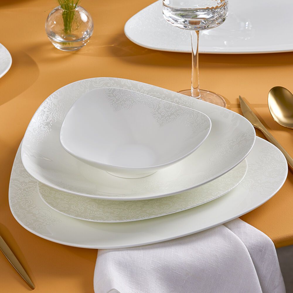 Karaca Fine Pearl Extra 50. Yıl İmza Koleksiyonu Helen 62 Parça 12 Kişilik İnci Yemek Takımı thumbnail 6