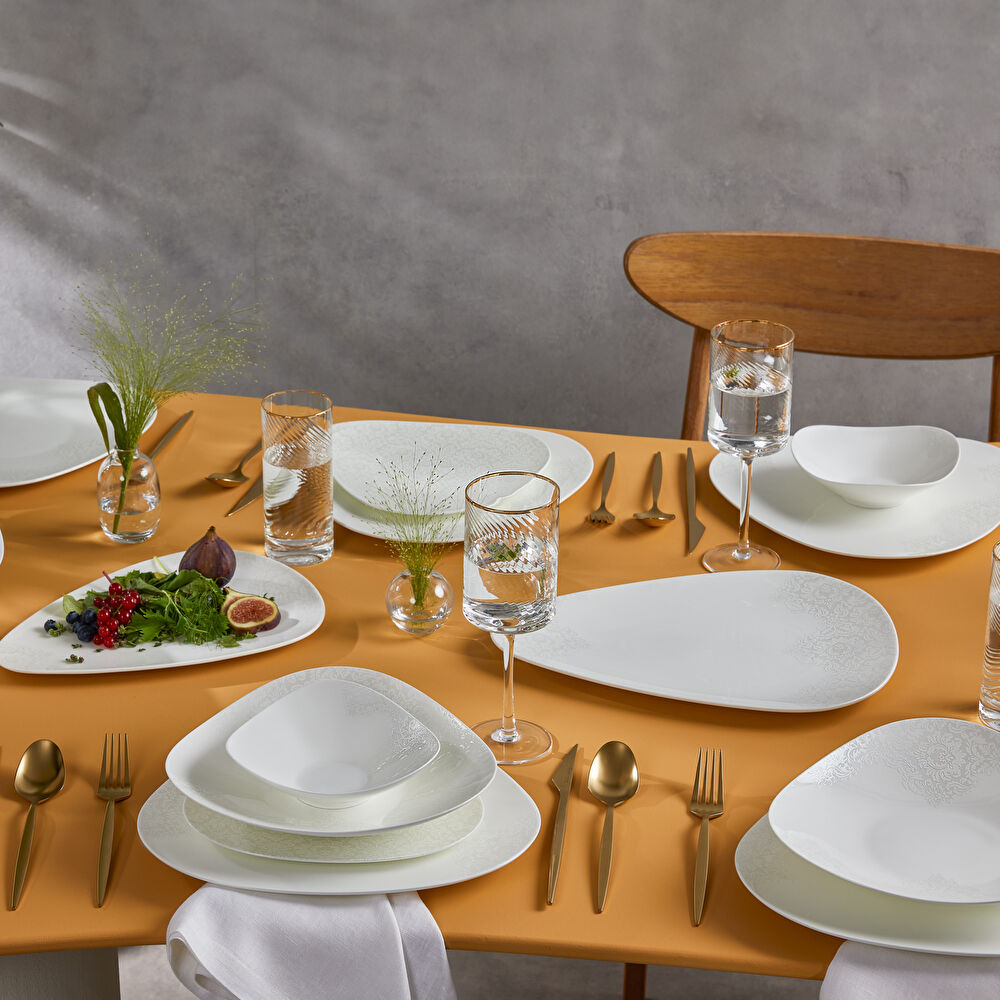 Karaca Fine Pearl Extra 50. Yıl İmza Koleksiyonu Helen 62 Parça 12 Kişilik İnci Yemek Takımı thumbnail 2