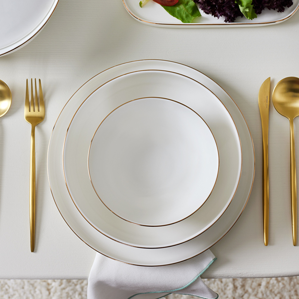 Karaca Red Carpet Collection Stream Bone Favaro 60 Parça 12 Kişilik Yemek Takımı Gold görseli 7