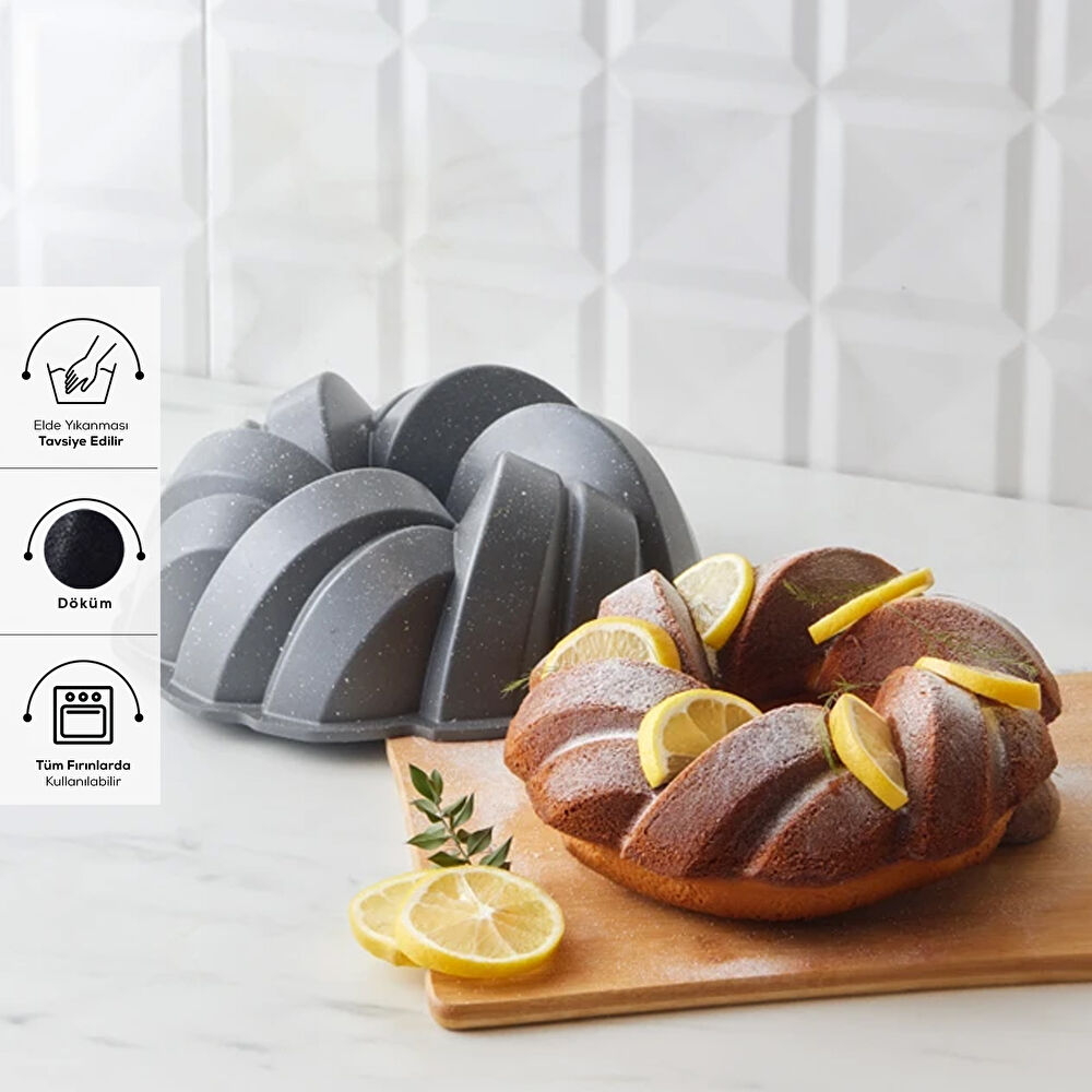 Karaca Cake Pro Örgü Döküm Kek Kalıbı Antrasit 26 cm thumbnail 3