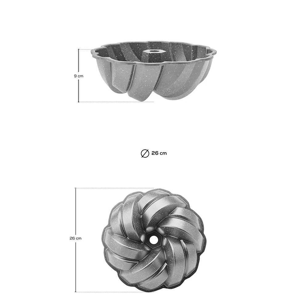 Karaca Cake Pro Örgü Döküm Kek Kalıbı Antrasit 26 cm thumbnail 4