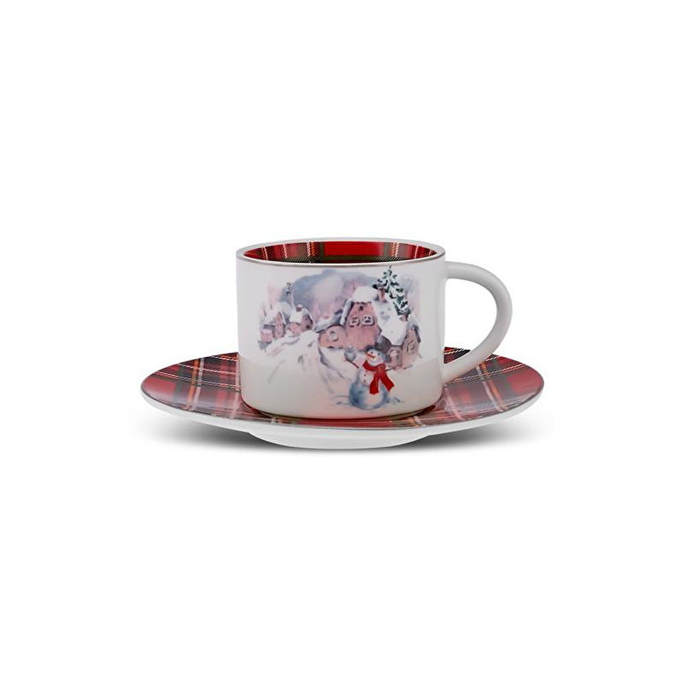 Karaca New Year Yılbaşı Ekoseli 2 Kişilik  Çay Fincanı 230 Ml görseli 6