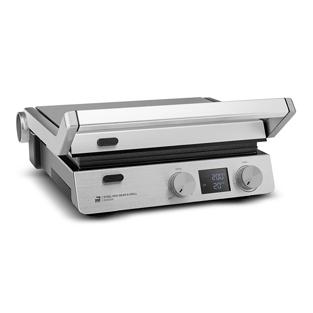 Karaca Compact Steel Pro Sear and Grill Inox 2007 Döküm Izgara ve Tost Makinesi 6 Dilim Kapasiteli görseli 1
