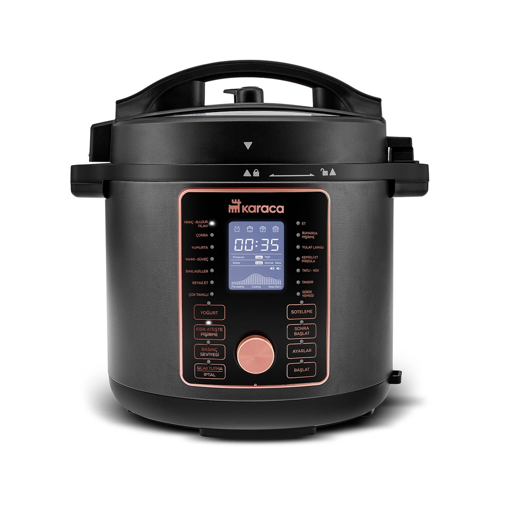 Karaca Cooker 2 in 1 Çok Amaçlı Basınçlı Pişirici Akıllı Elektrikli Düdüklü Tencere ve Airfryer Matte Black 6L görseli 10