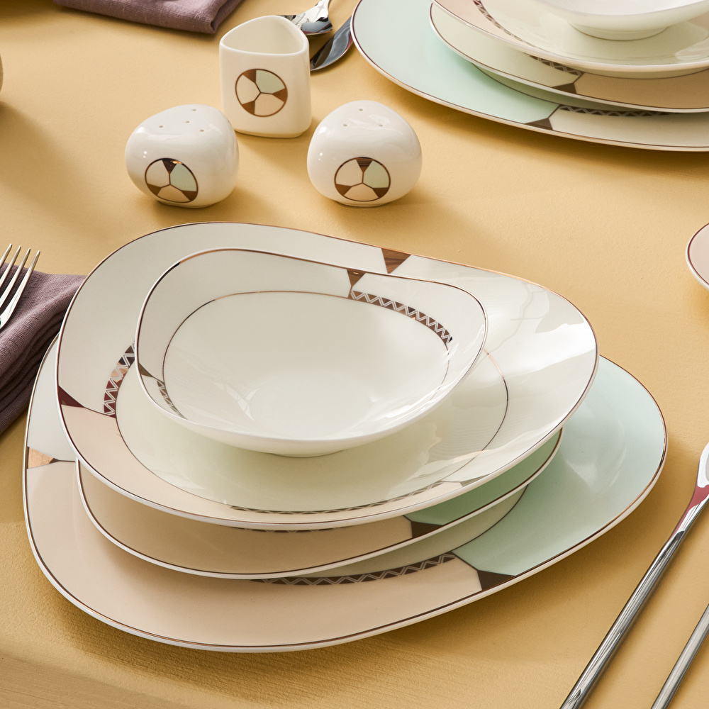 Karaca Fine Pearl Extra Abraca 62 Parça 12 Kişilik Yemek Takımı Gold görseli 2