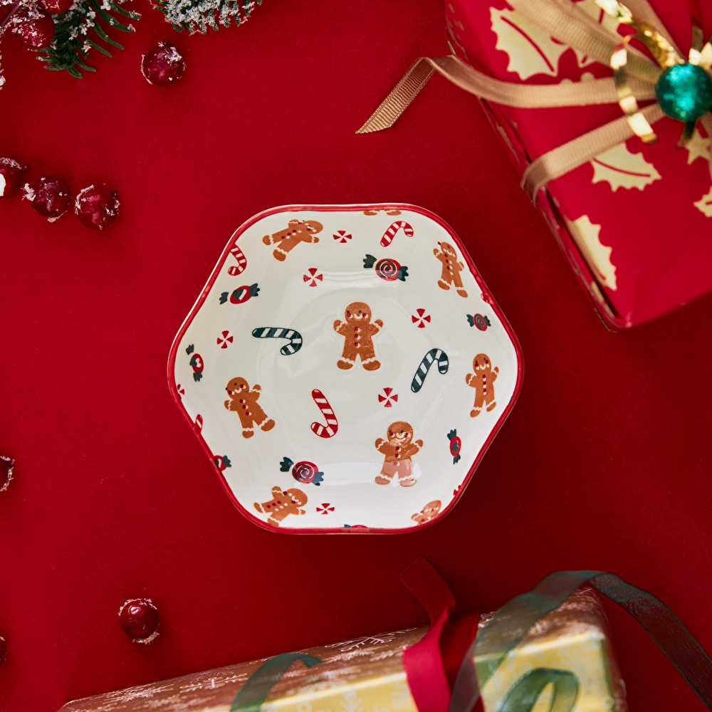 Karaca New Year Yılbaşı Gingerbread Hexagon Çerezlik 10 cm görseli 1