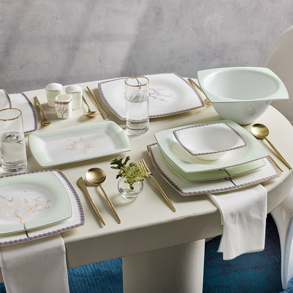 Karaca Fine Pearl Banyan 58 Parça 12 Kişilik Yemek Takımı Gold görseli 4