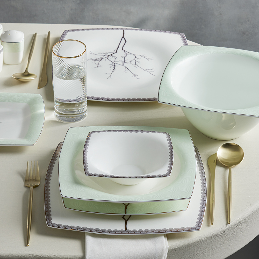 Karaca Fine Pearl Banyan 58 Parça 12 Kişilik Yemek Takımı Gold görseli 1