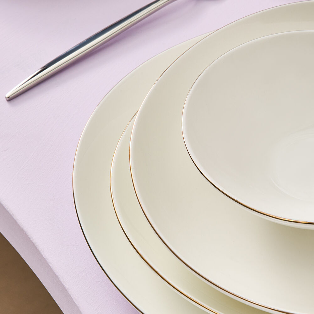 Karaca Fine Pearl Extra Wave 61 Parça 12 Kişilik Yemek Takımı Gold thumbnail 8