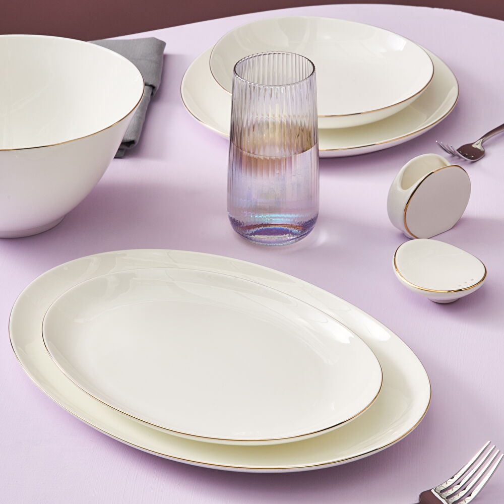 Karaca Fine Pearl Extra Wave 61 Parça 12 Kişilik Yemek Takımı Gold thumbnail 3