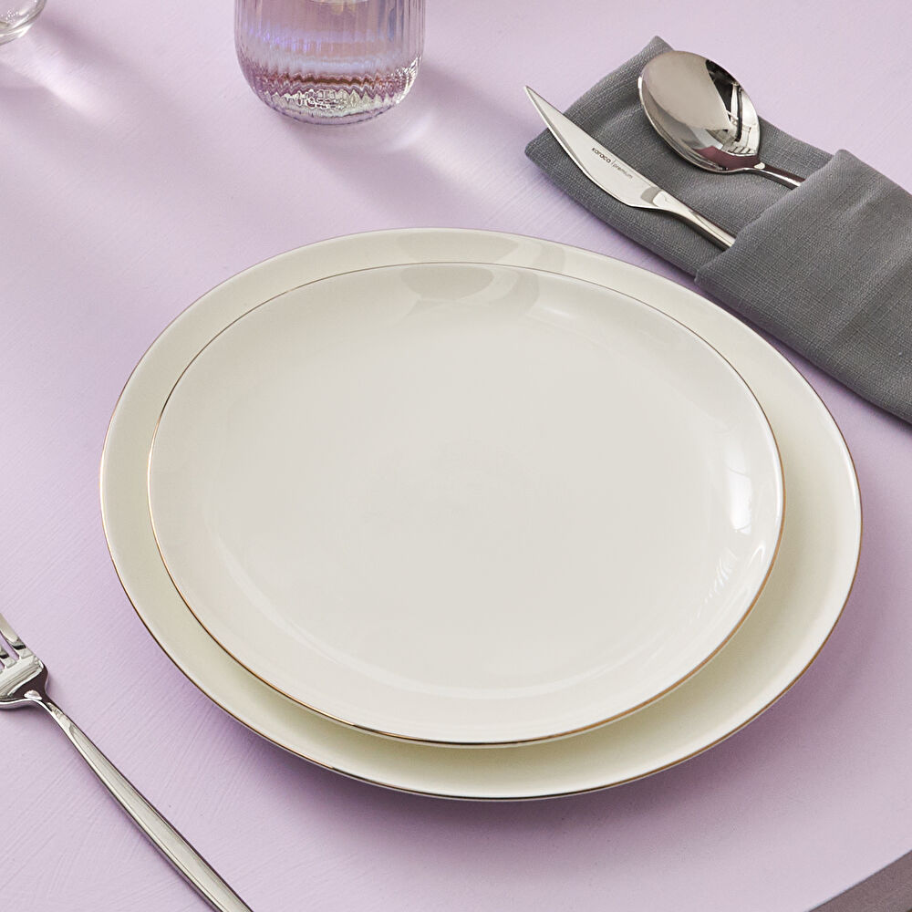 Karaca Fine Pearl Extra Wave 61 Parça 12 Kişilik Yemek Takımı Gold thumbnail 5