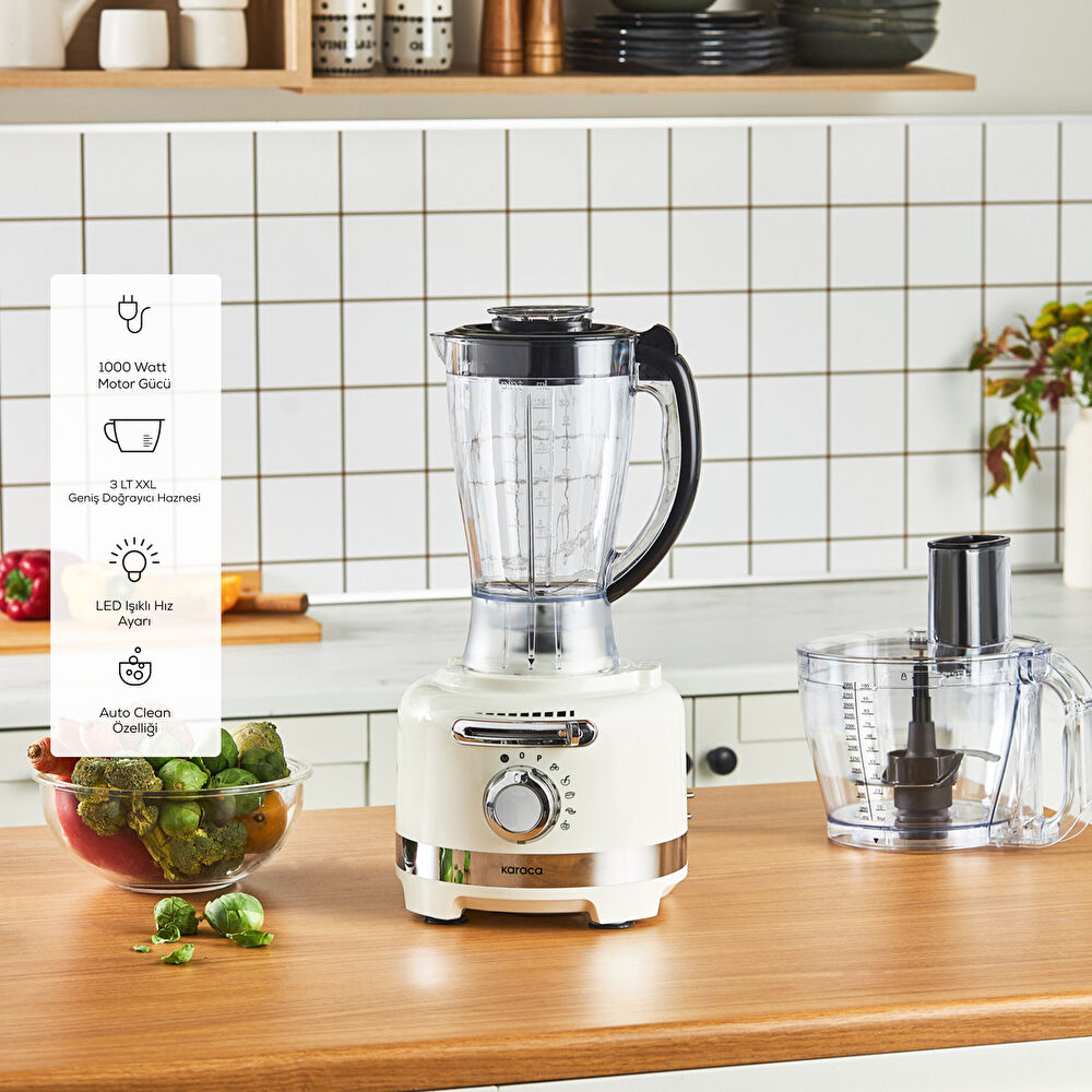 Karaca Multiblend Artisan Retro Mutfak Robotu 1000W Cream thumbnail 2