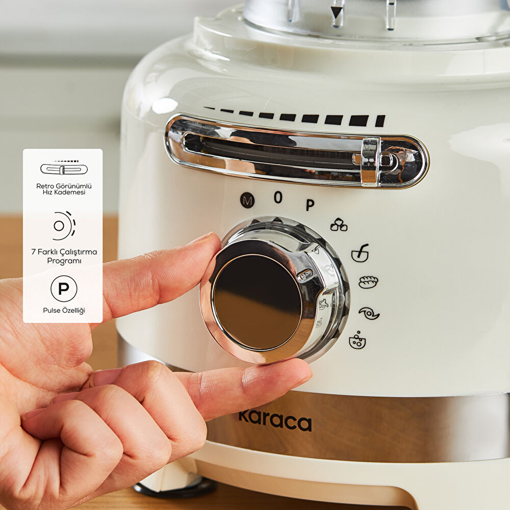 Karaca Multiblend Artisan Retro Mutfak Robotu 1000W Cream thumbnail 3