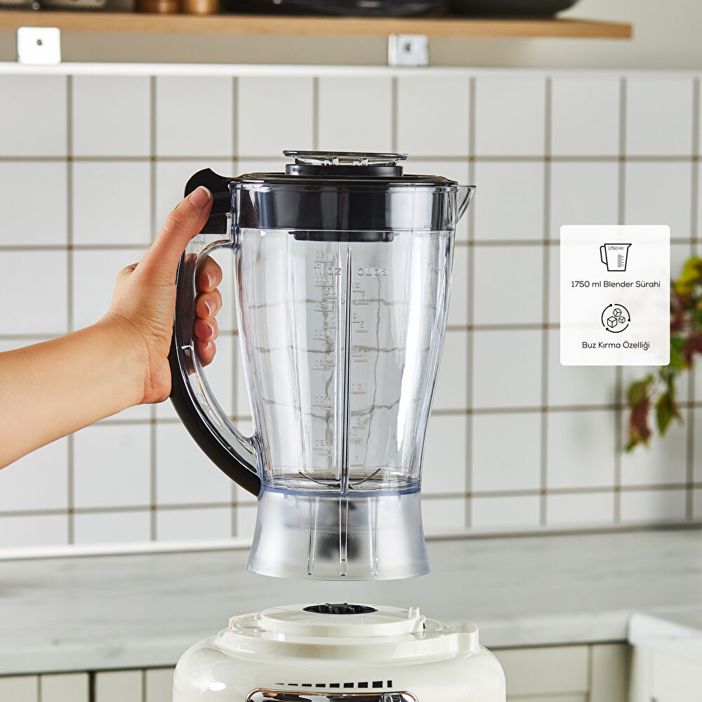 Karaca Multiblend Artisan Retro Mutfak Robotu 1000W Cream thumbnail 4