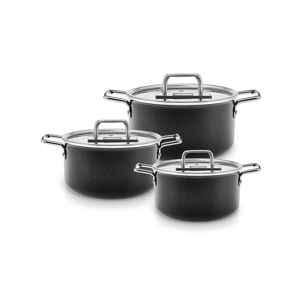 Karaca Swiss Crystal Black Mastermaid 6 Parça Midi Tencere Seti Shiny görseli 1