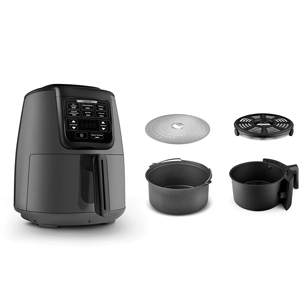 Karaca Air Pro Cook 3 in 1 XL Ev Yemeği, Közleme, Airfryer Space Gray 4L görseli 2
