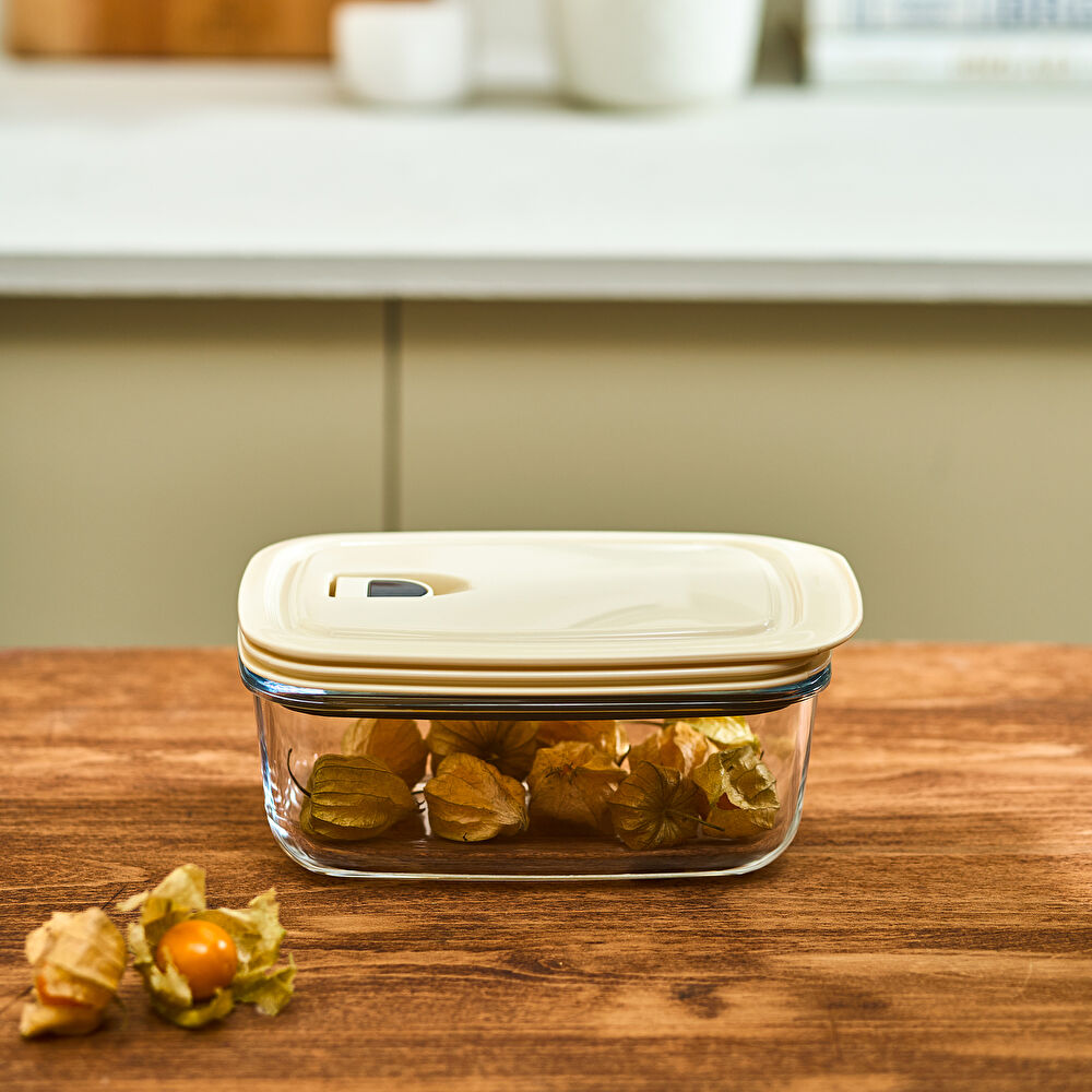 Karaca Cream Vakumlu Cam Saklama Kabı 0.83 Lt