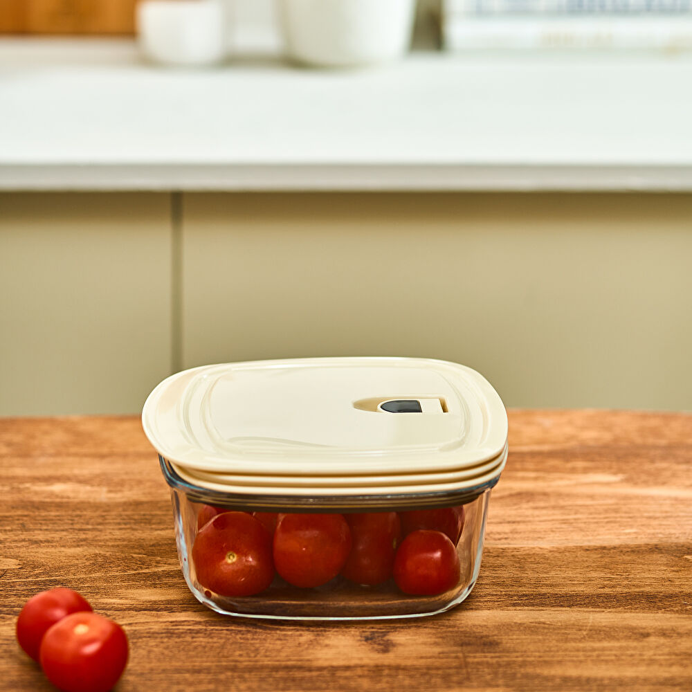 Karaca Cream Vakumlu Cam Saklama Kabı 0.9 Lt