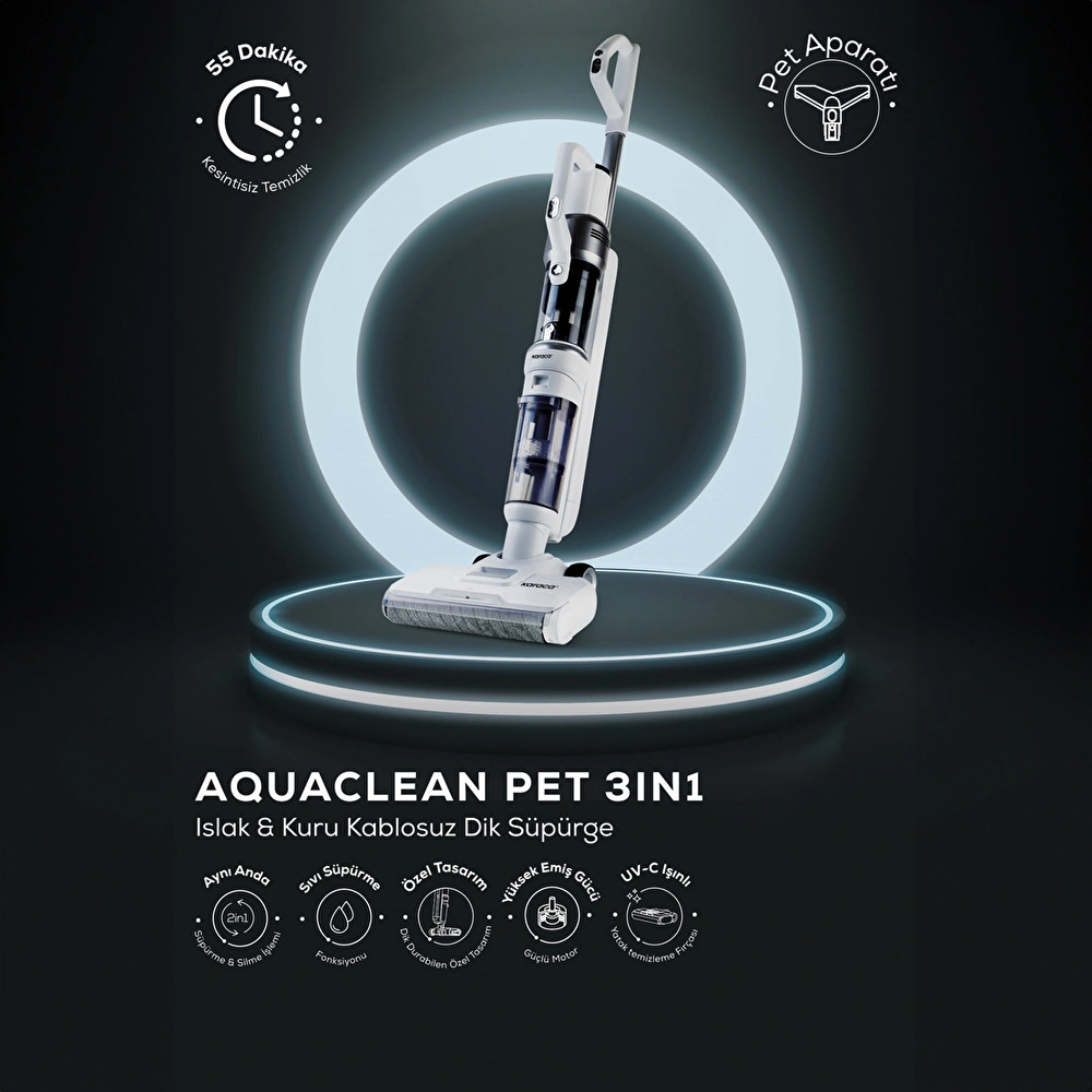 Karaca Aquaclean Pet 3in1 Islak ve Kuru Kablosuz Dikey Süpürge görseli 18