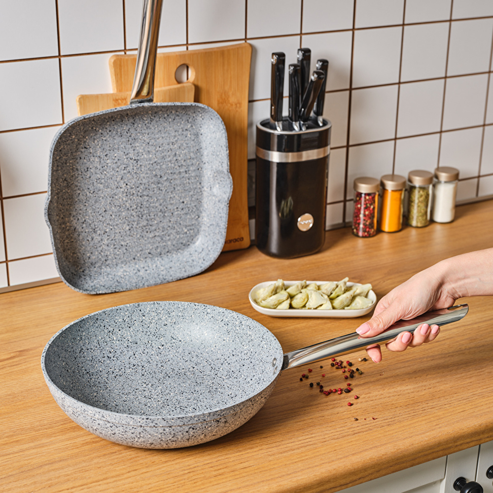 Karaca Biogranit Nare Wok Grill Set Mavi görseli 3