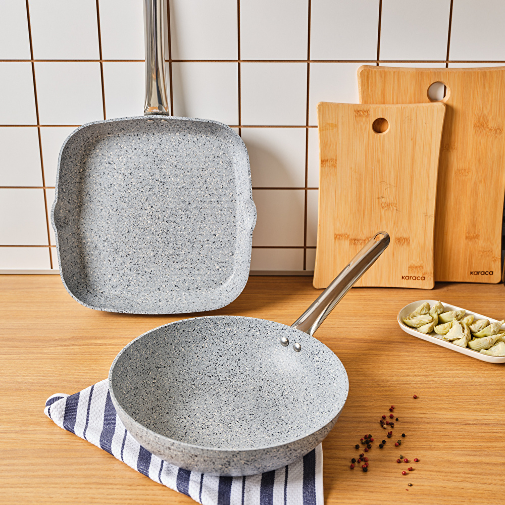 Karaca Biogranit Nare Wok Grill Set Mavi görseli 7