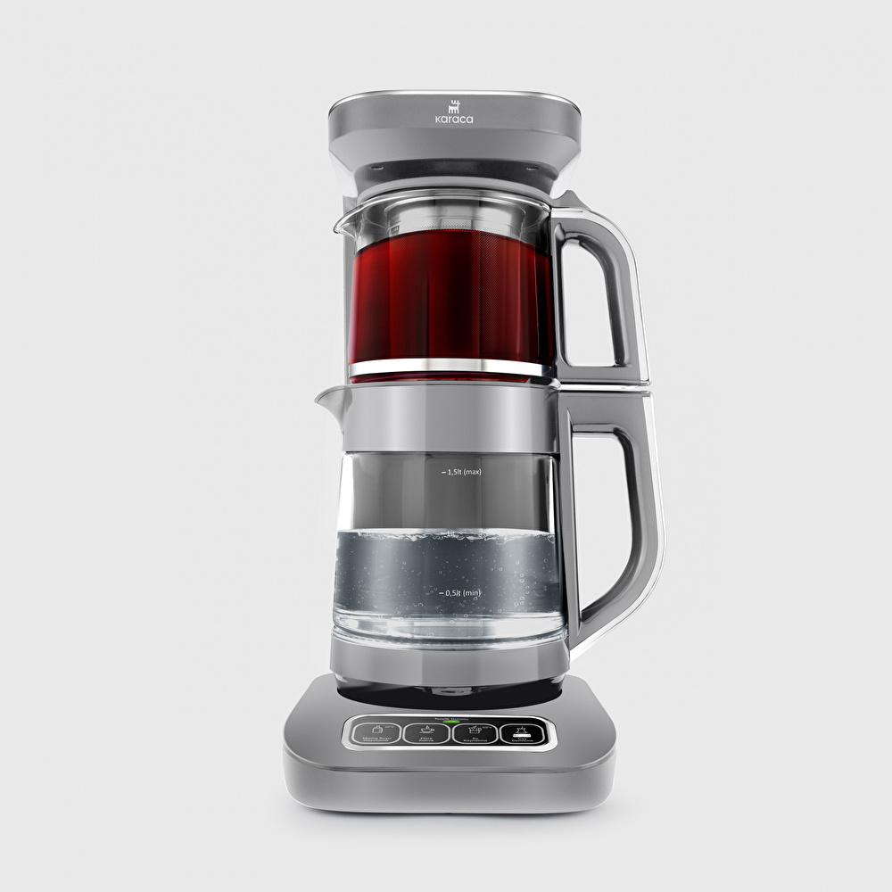 Karaca Robotea Pro 4 in 1 Konuşan Cam Çay Makinesi Cool Gray görseli 1