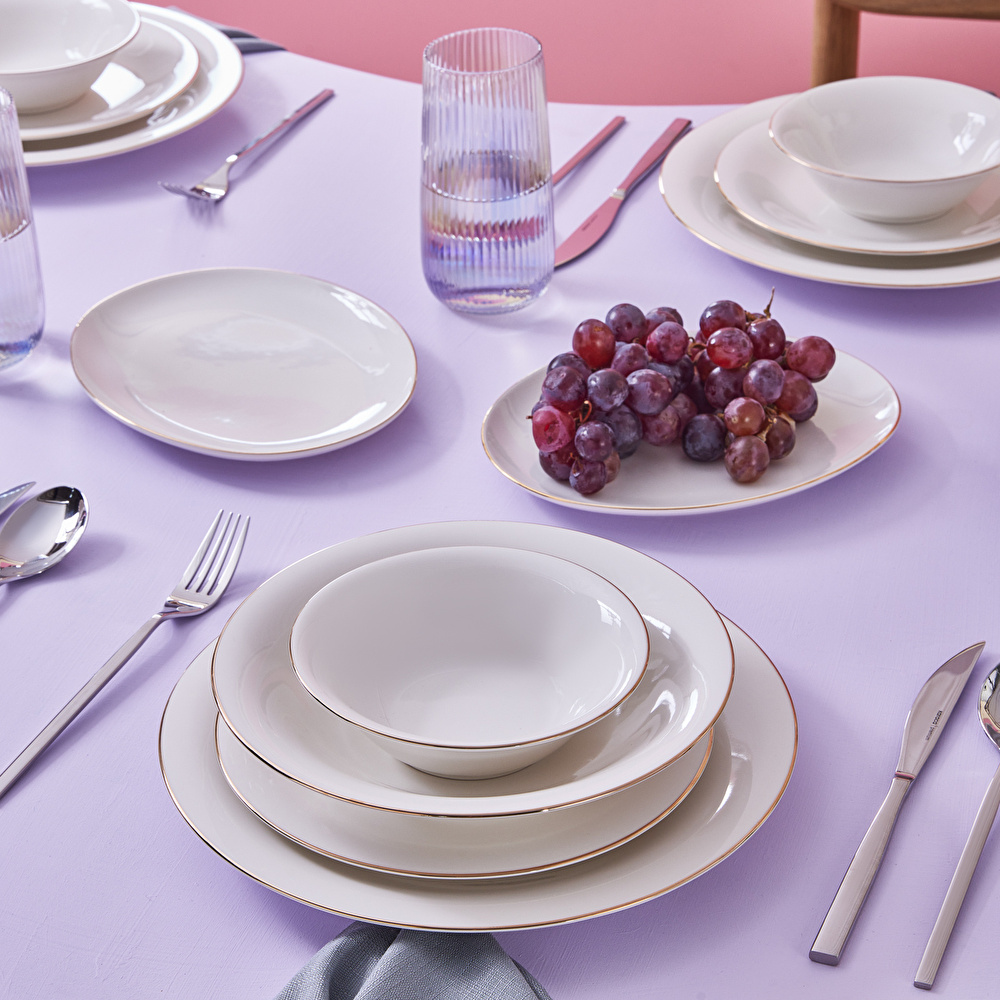 Karaca Stream Bone Realto 60 Parça 12 Kişilik Yemek Takımı Gold thumbnail 2