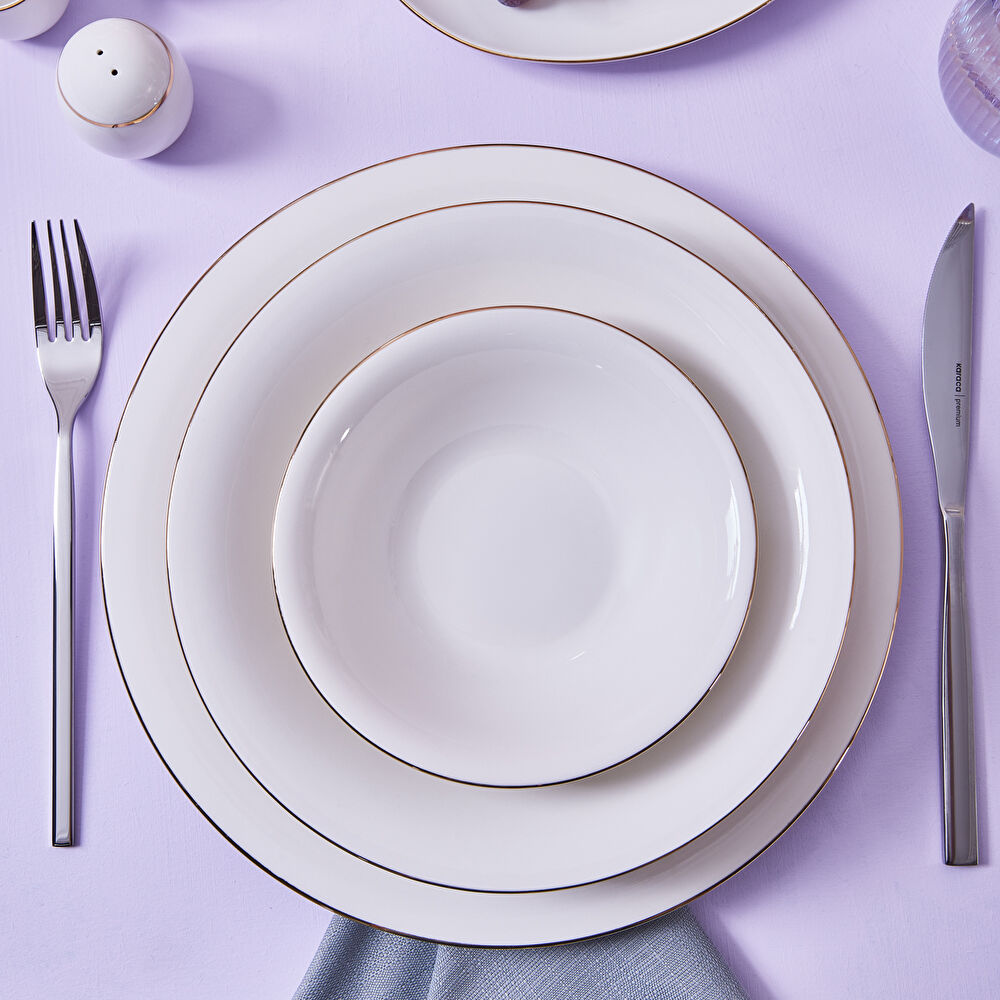 Karaca Stream Bone Realto 60 Parça 12 Kişilik Yemek Takımı Gold thumbnail 4