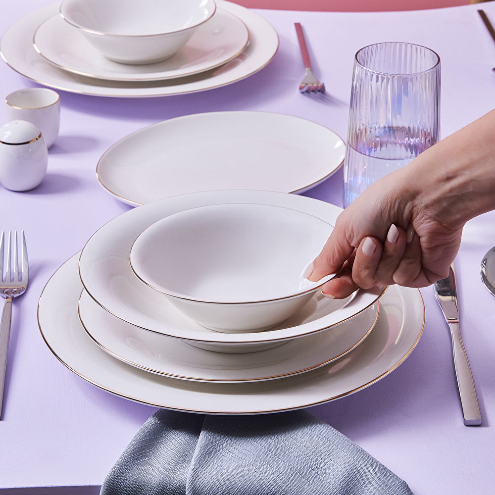 Karaca Stream Bone Realto 60 Parça 12 Kişilik Yemek Takımı Gold thumbnail 8