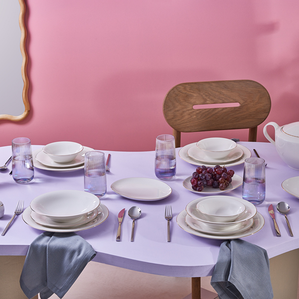 Karaca Stream Bone Realto 60 Parça 12 Kişilik Yemek Takımı Gold thumbnail 9