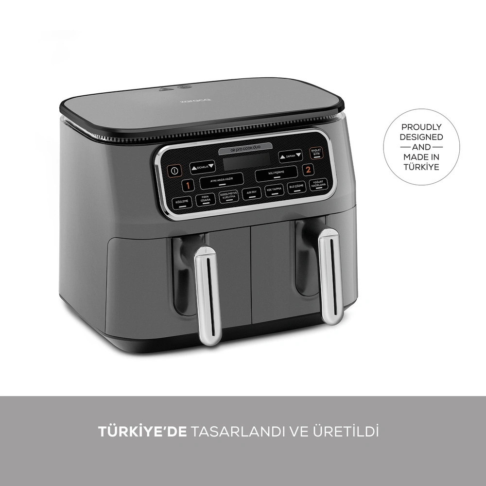 Karaca Air Pro Cook Duo Köz XXXL Airfryer Space Gray 8L görseli 11