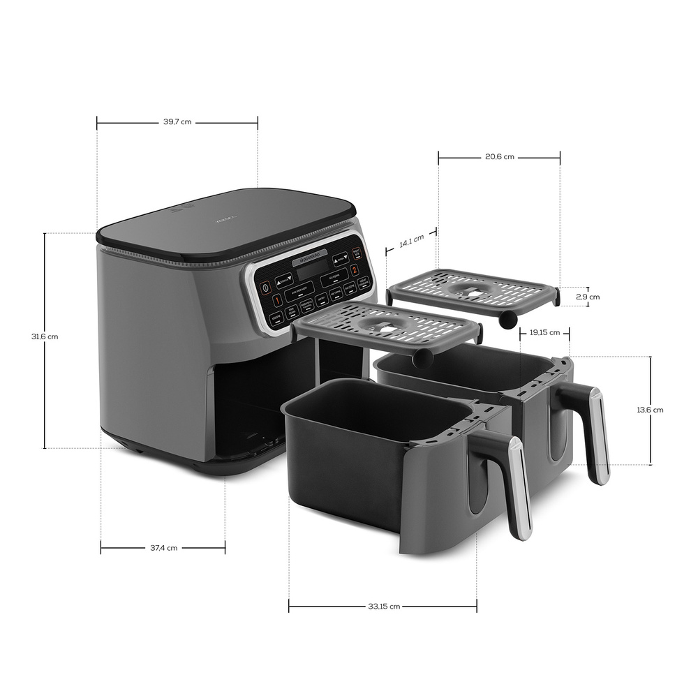 Karaca Air Pro Cook Duo Köz XXXL Airfryer Space Gray 8L görseli 10