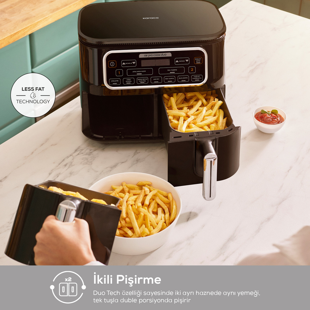 Karaca Air Pro Cook Duo Köz XXXL Airfryer Space Gray 8L görseli 6