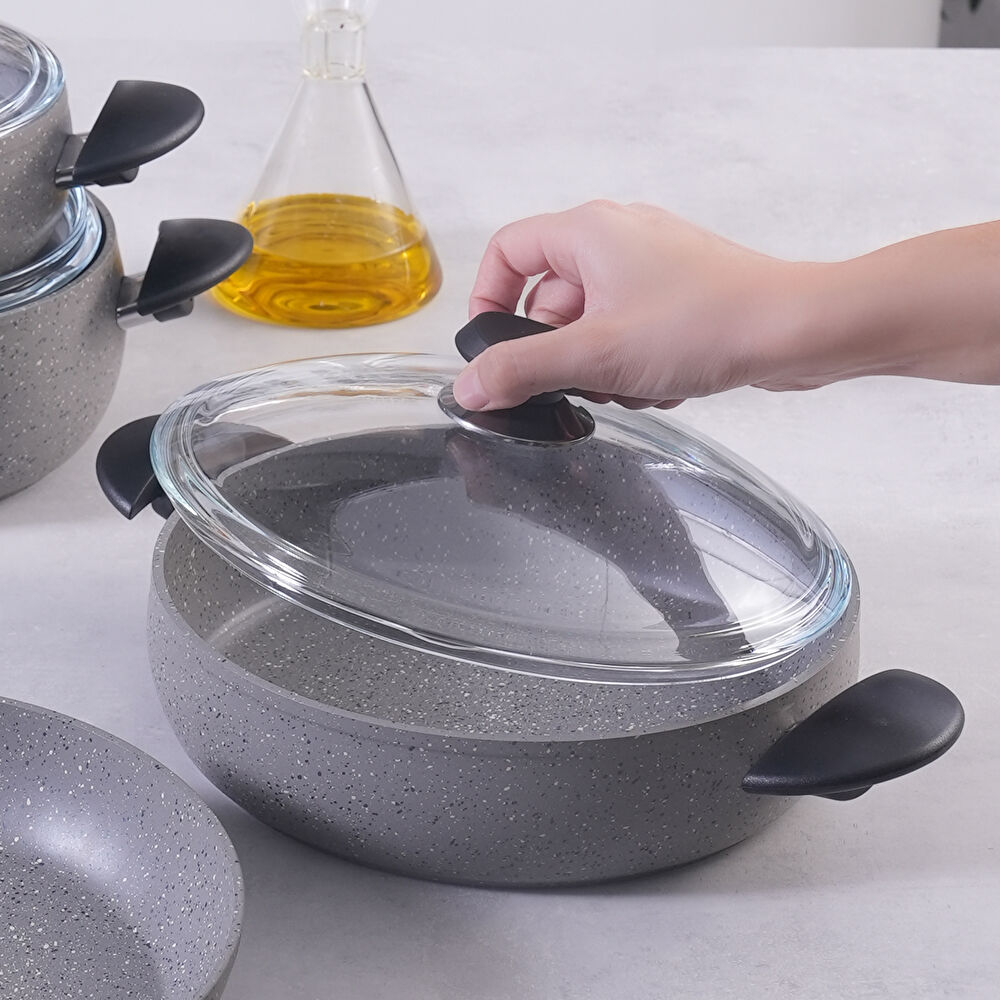 Karaca Biogranit Avanos 7 Parça Tencere Seti Gri thumbnail 3