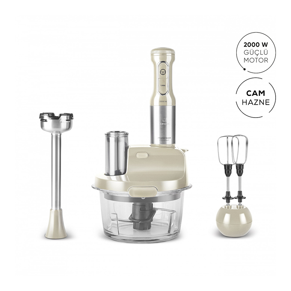 Karaca MM Prosteel Cam Mutfak Robotu Soft Cream - Inox görseli 8