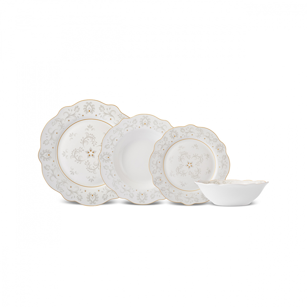 Karaca Forever Bone Ornate 24 Parça 6 Kişilik Yemek Takımı görseli 1