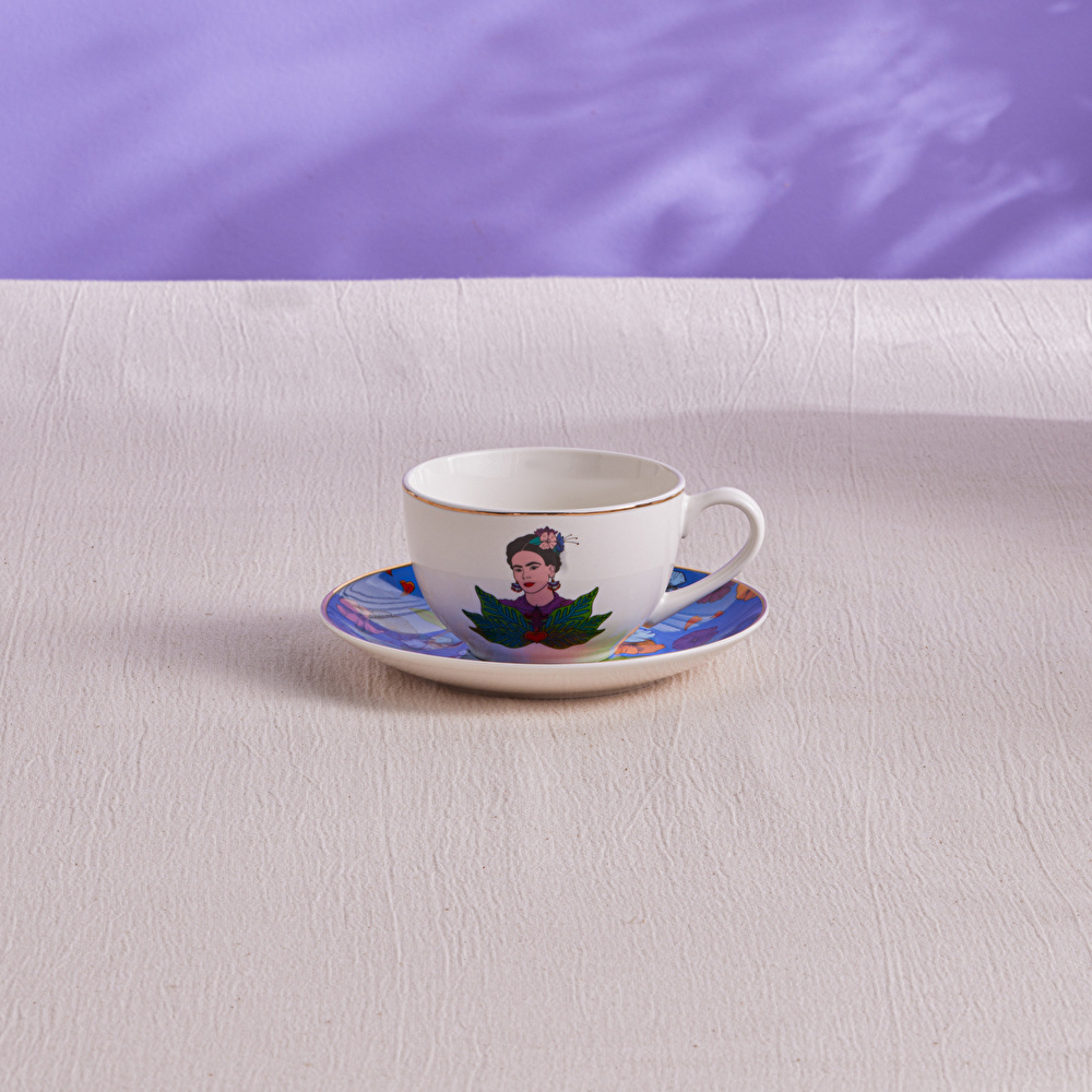 Karaca Frida Çay Fincanı Ve Tabağı Mavi 220 Ml görseli 1