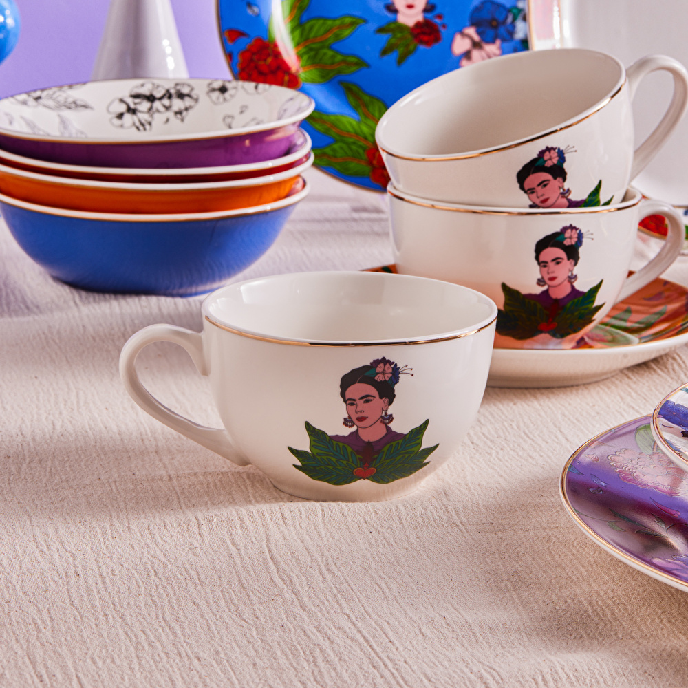 Karaca Frida Çay Fincanı Ve Tabağı Mavi 220 Ml görseli 3