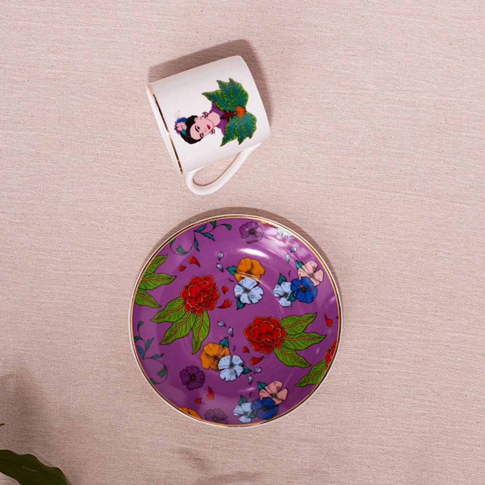 Karaca Frida Kahve Fincanı Ve Tabağı Mor 90 Ml görseli 4