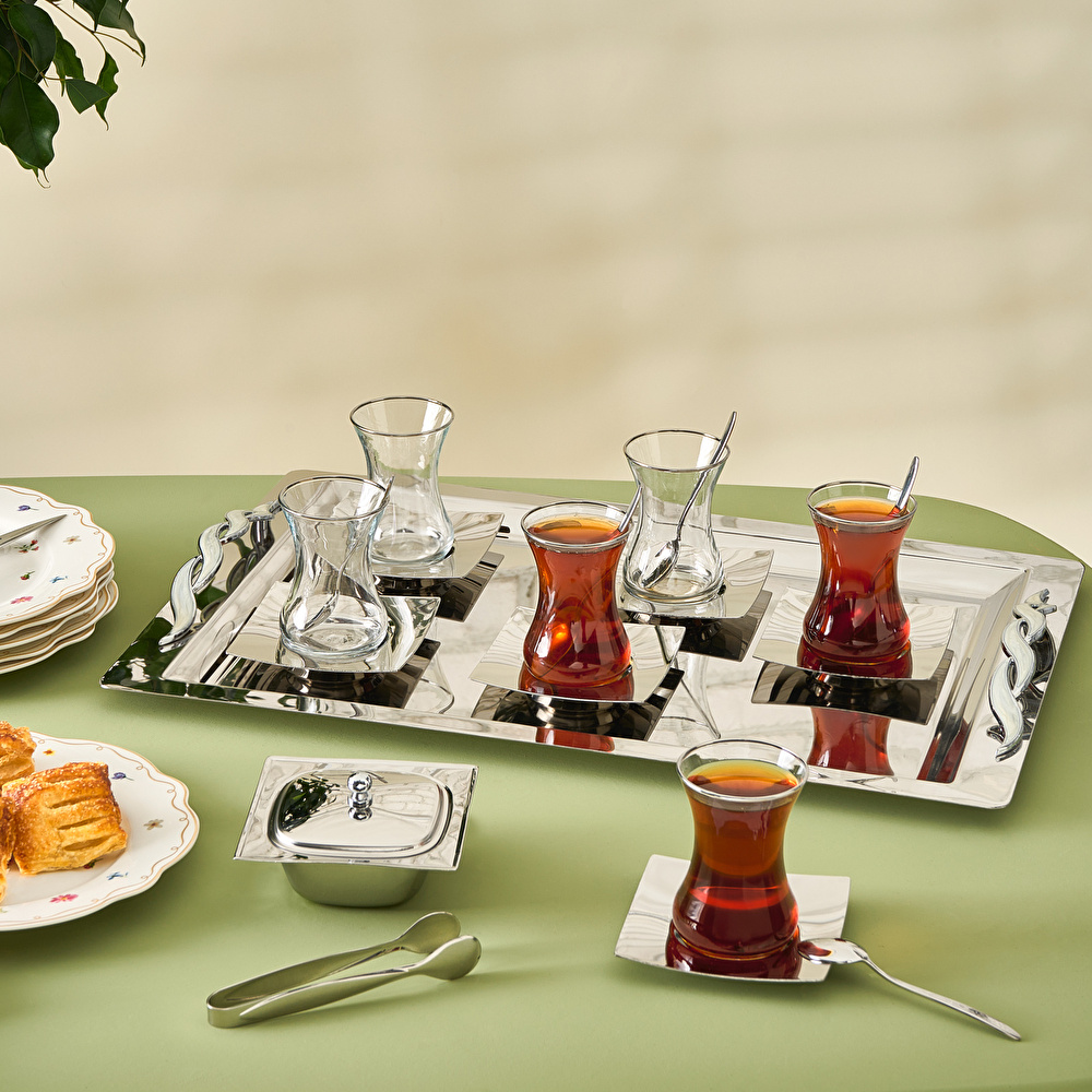 Karaca Nevra Platin 40 Parça Çay Seti görseli 1