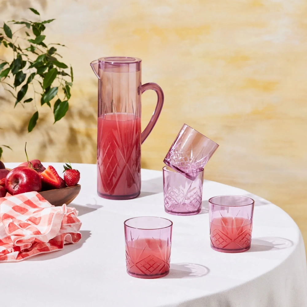 Karaca Foret Akrilik Kırılmaz 5 Parça Sürahi Seti Pembe görseli 1