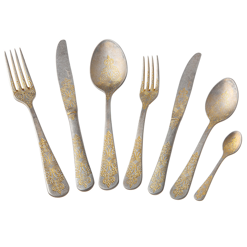 Jumbo Antique Antika Gold 12 Kişilik 84 Parça Çatal Kaşık Bıçak Takımı görseli 5