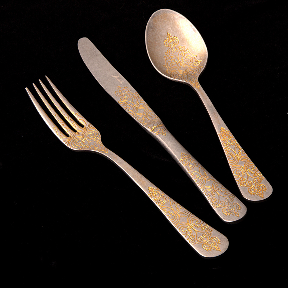 Jumbo Antique Antika Gold 12 Kişilik 84 Parça Çatal Kaşık Bıçak Takımı görseli 23