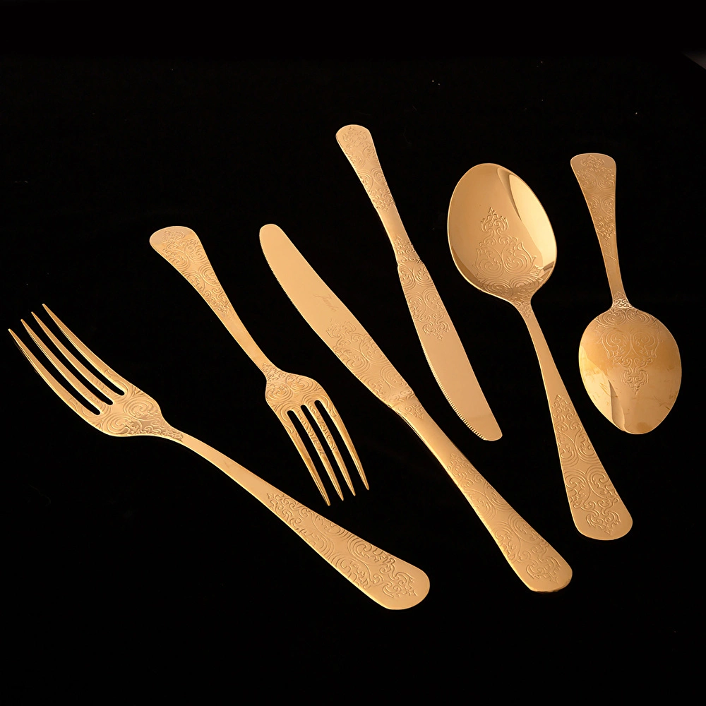 Jumbo Antique Titanyum Gold 12 Kişilik 84 Parça Çatal Kaşık Bıçak Takımı görseli 3