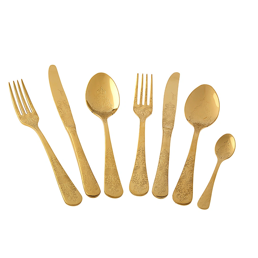 Jumbo Antique Titanyum Gold 12 Kişilik 84 Parça Çatal Kaşık Bıçak Takımı görseli 12
