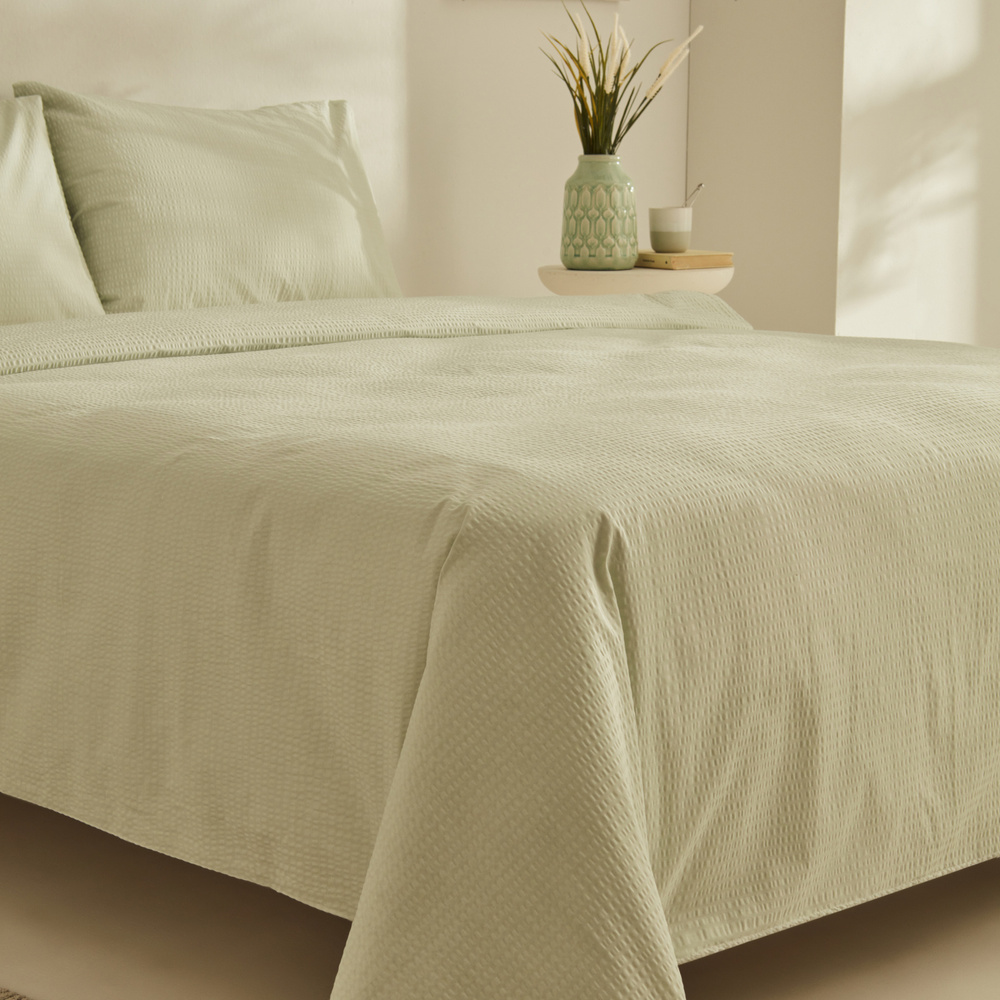 Karaca Home Fiora Soft Touch %100 Pamuk Çift Kişilik Nevresim Takımı Yeşil görseli 2