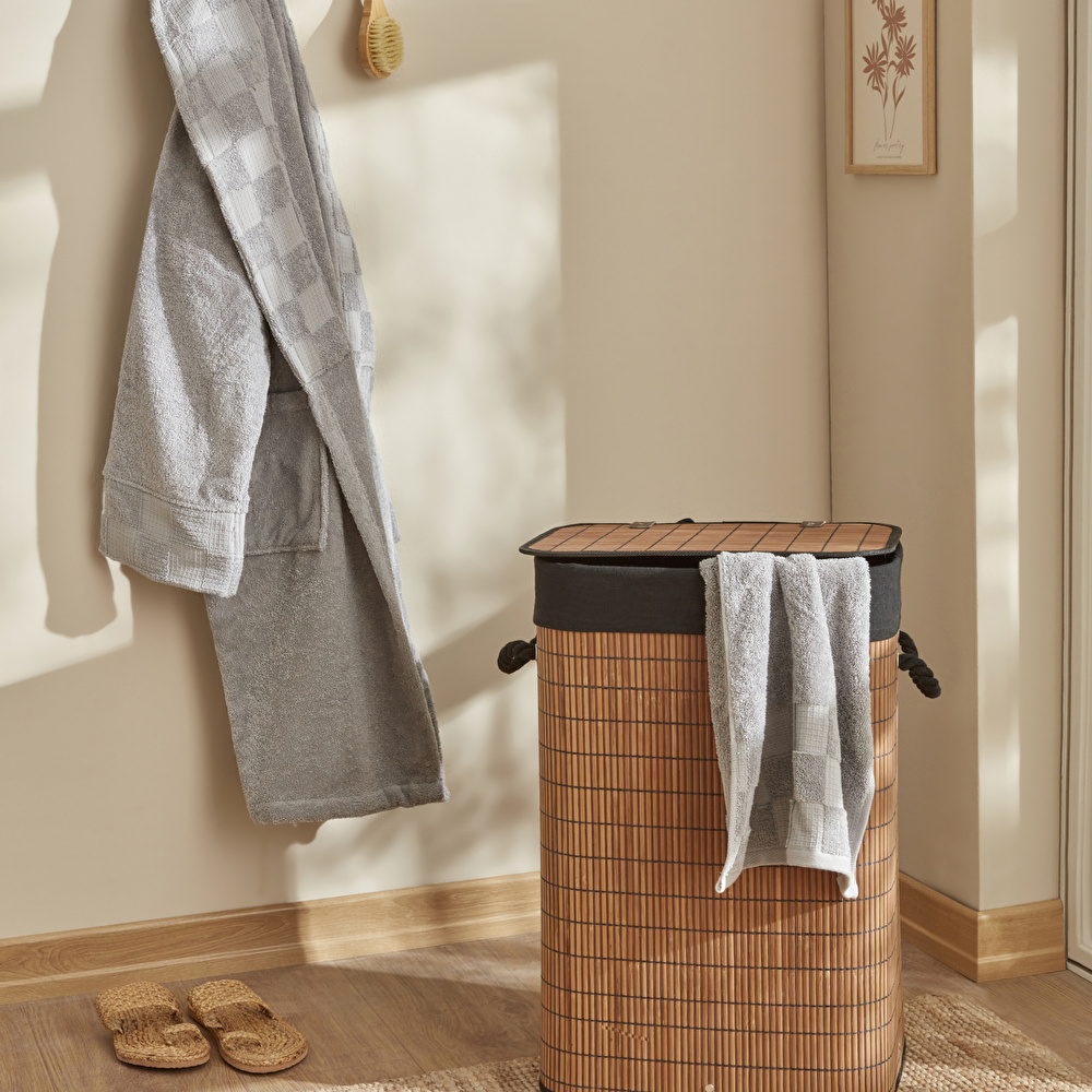 Karaca Home Gillina Bambu Kirli Sepeti 40x30x59 cm görseli 3