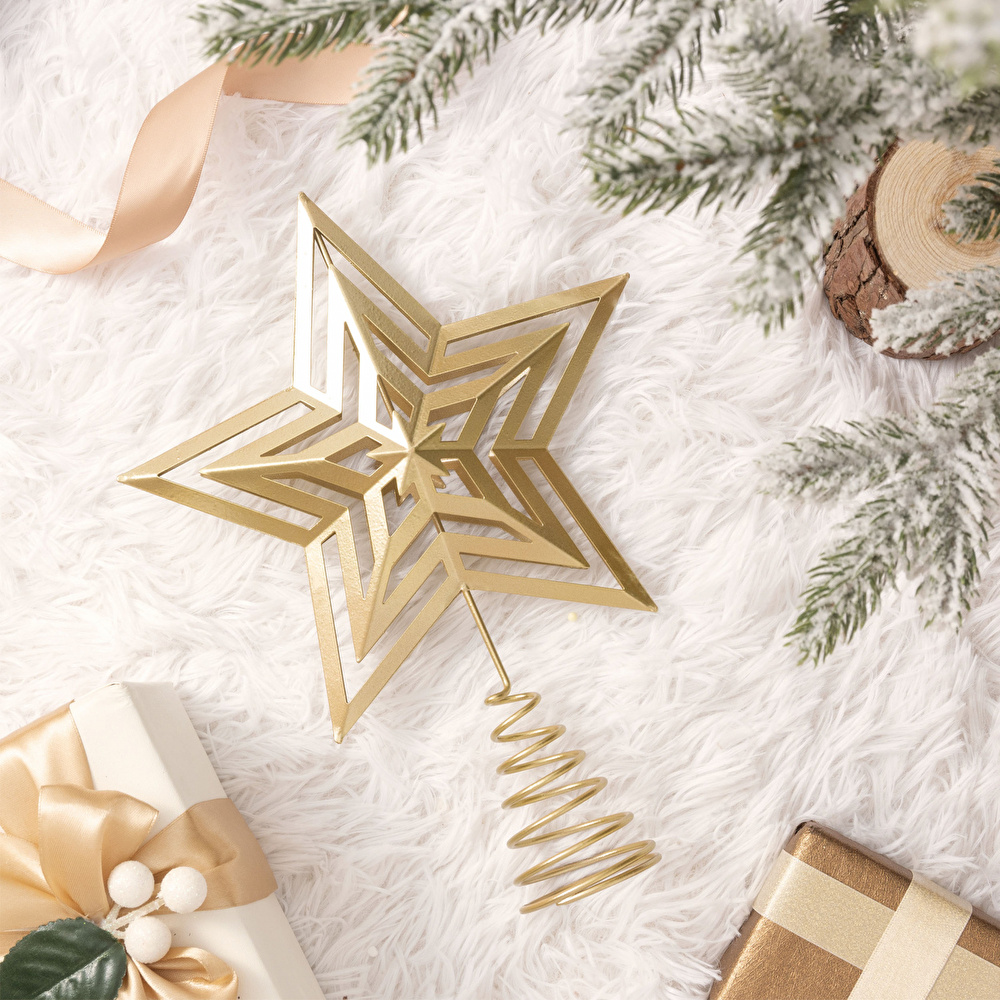 Karaca Home New Year Yılbaşı Golden Star Ağaç Başlığı görseli 3