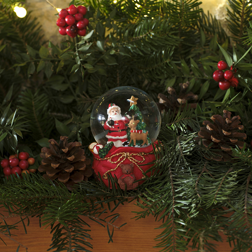 Karaca Home New Year Yılbaşı Santa Reindeer Yılbaşı Kar Küresi  görseli 1