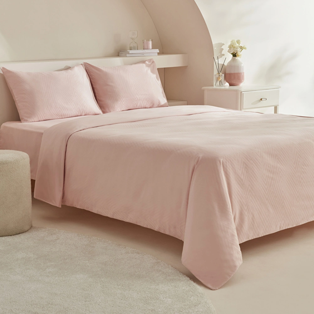 Karaca Home Charm Sion %100 Pamuk Jakarlı Saten King Size Nevresim Takımı Pudra görseli 3